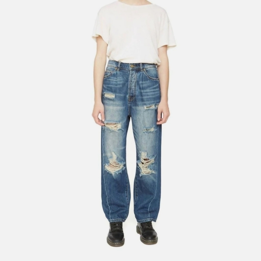 Sandrine Rose X Free People The Fred Destroyed Jean In Faded Blue Size 27